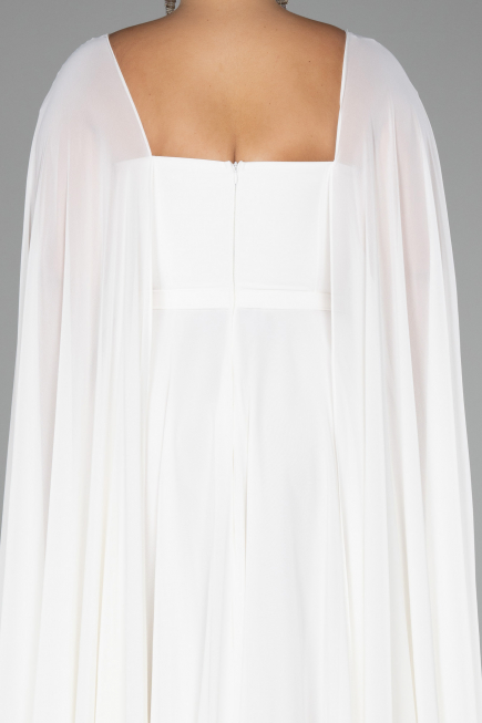 Long White Chiffon Formal Plus Size Dress ABU4161