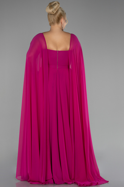 Long Fuchsia Chiffon Formal Plus Size Dress ABU4161