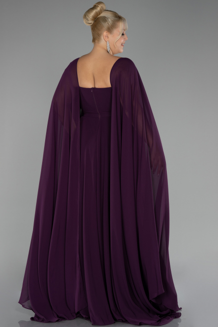 Long Purple Chiffon Formal Plus Size Dress ABU4161