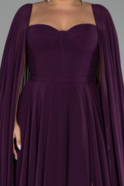 Long Purple Chiffon Formal Plus Size Dress ABU4161