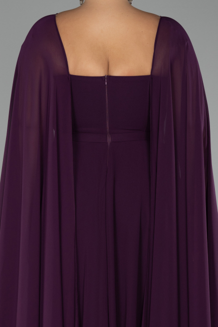 Long Purple Chiffon Formal Plus Size Dress ABU4161