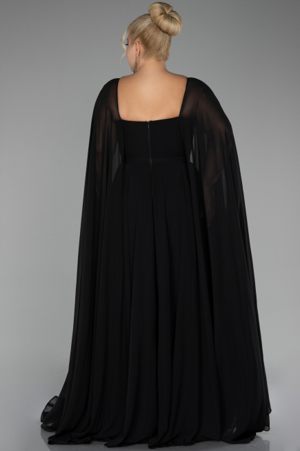 Long Black Chiffon Formal Plus Size Dress ABU4161