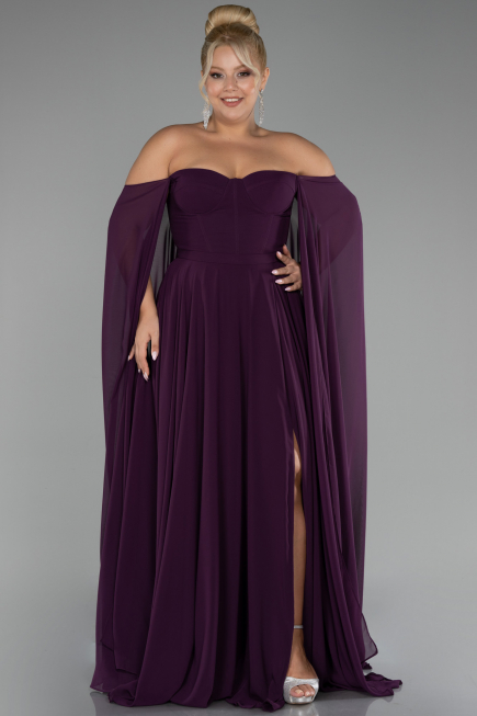 Long Purple Chiffon Formal Plus Size Dress ABU4161