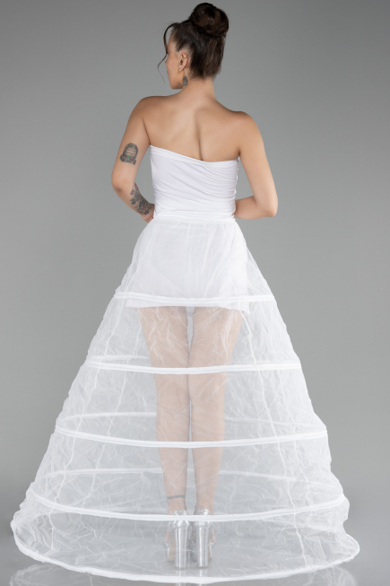 White Tarlatan Evening Dresses ABN0005