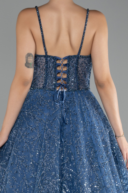 Indigo Scaly Long Evening Dress ABU3839