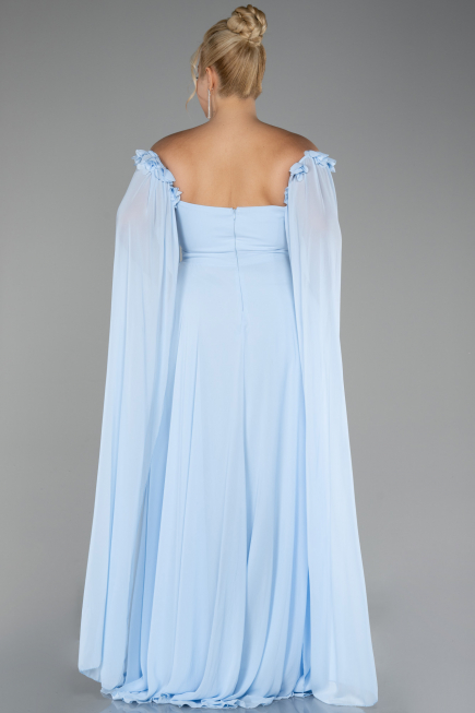 Light Blue Long Chiffon Plus Size Evening Dress ABU3464