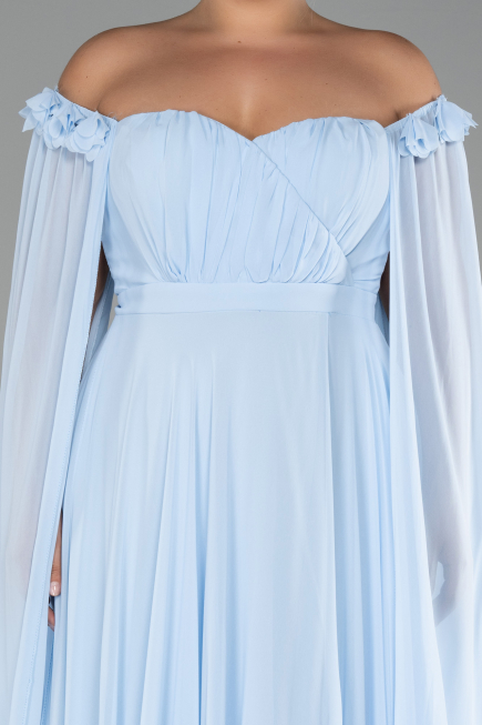 Light Blue Long Chiffon Plus Size Evening Dress ABU3464