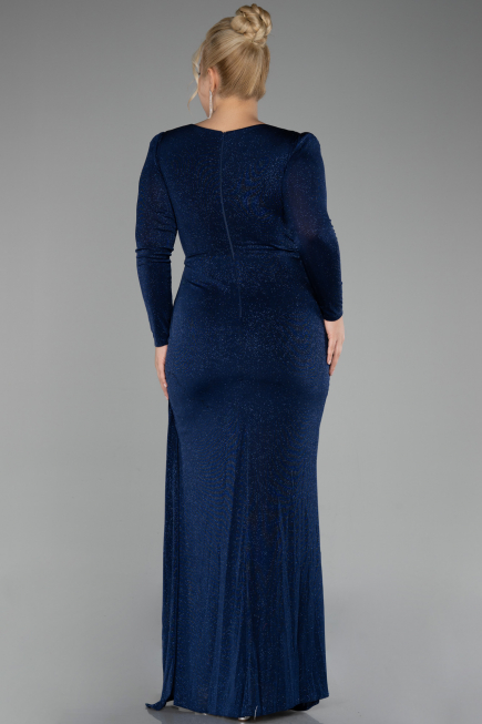 Long Navy Blue Plus Size Evening Dress ABU3544