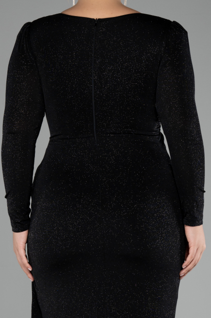Long Black Plus Size Evening Dress ABU3544