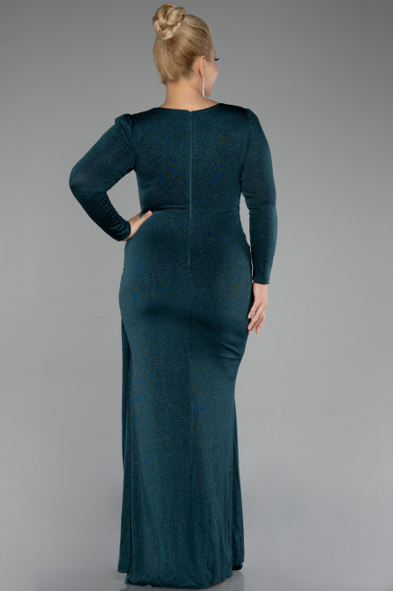 Long Emerald Green Plus Size Evening Dress ABU3544