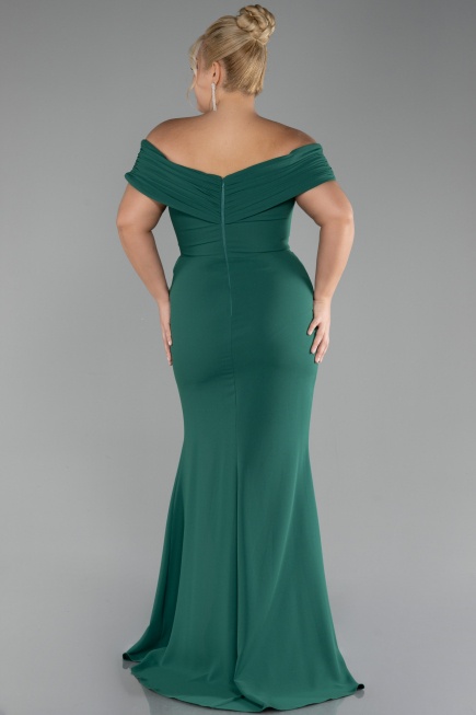 Long Emerald Green Plus Size Evening Dress ABU3172