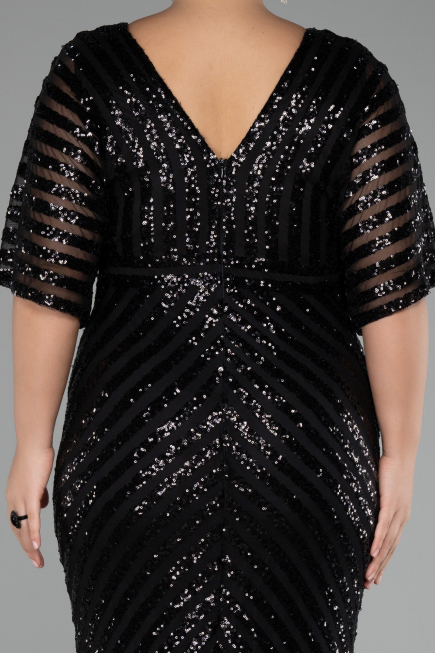 Long Black Plus Size Evening Dress ABU2309