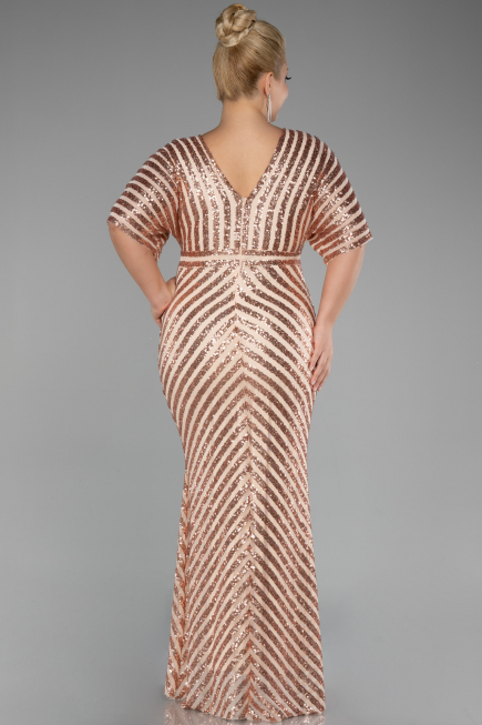Salmon Long Plus Size Evening Dress ABU2309