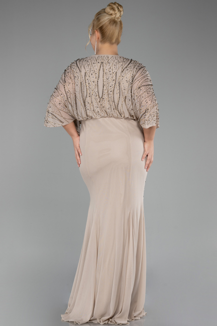 Beige Long Plus Size Engagement Dress ABU3732