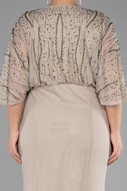 Beige Long Plus Size Engagement Dress ABU3732