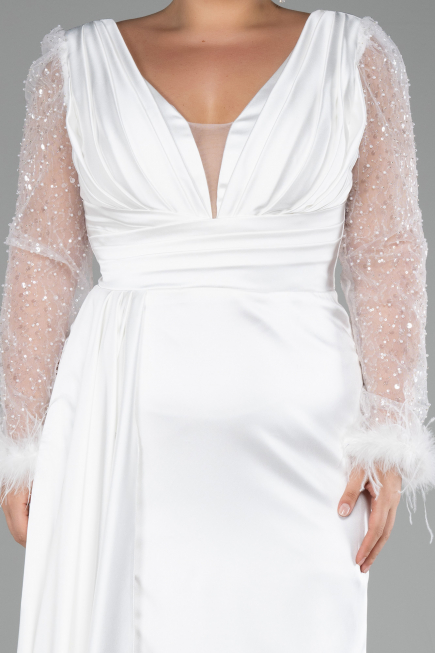 Long White Plus Size Evening Dress ABU3237