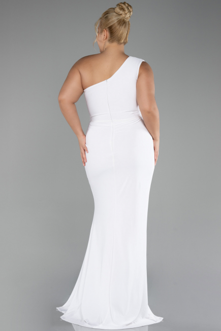 White Long Plus Size Engagement Dress ABU4148