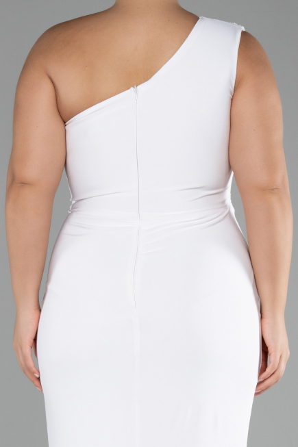 White Long Plus Size Engagement Dress ABU4148
