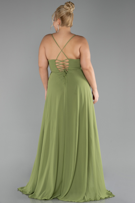 Pistachio Green Long Plus Size Evening Dress ABU1324