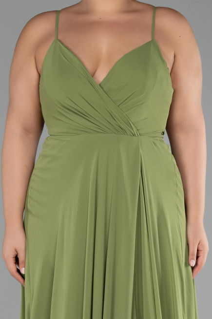 Pistachio Green Long Plus Size Evening Dress ABU1324
