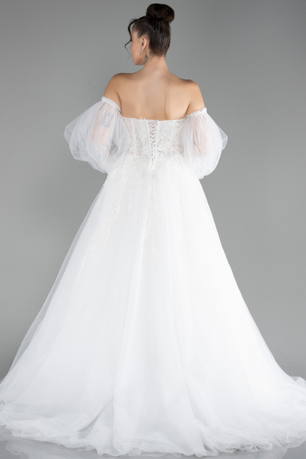 White Strapless Long Wedding Dress ABU4236