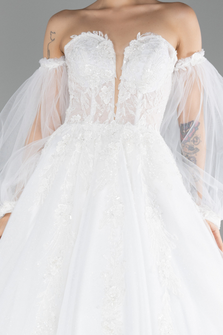 White Strapless Long Wedding Dress ABU4236