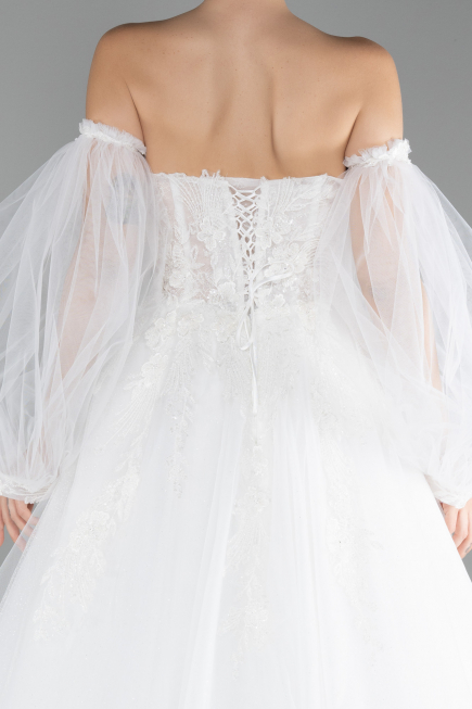 White Strapless Long Wedding Dress ABU4236