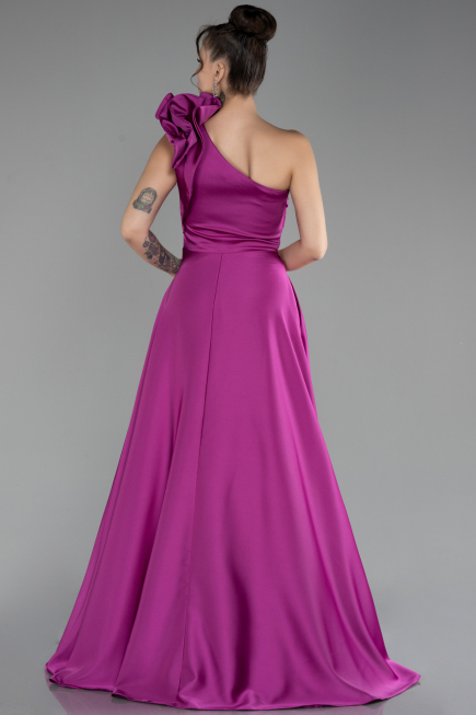 Fuchsia Long Satin Evening Dress ABU4189