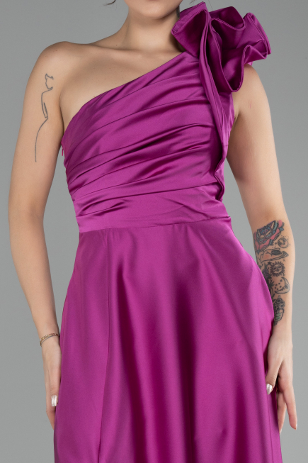Fuchsia Long Satin Evening Dress ABU4189