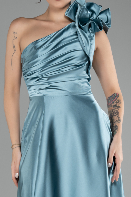 Mint Long Satin Evening Dress ABU4189