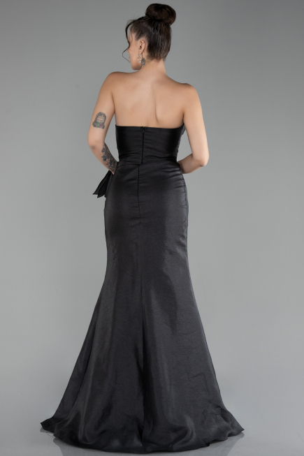 Black Strapless Slit Long Prom Gown ABU4247