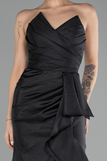 Black Strapless Slit Long Prom Gown ABU4247