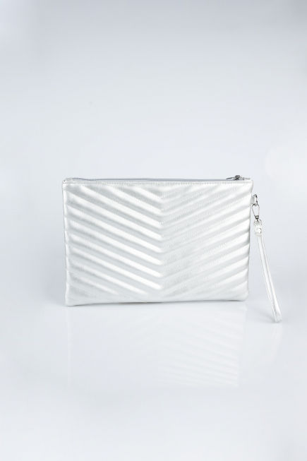 Silver Leather Evening Bag KC413
