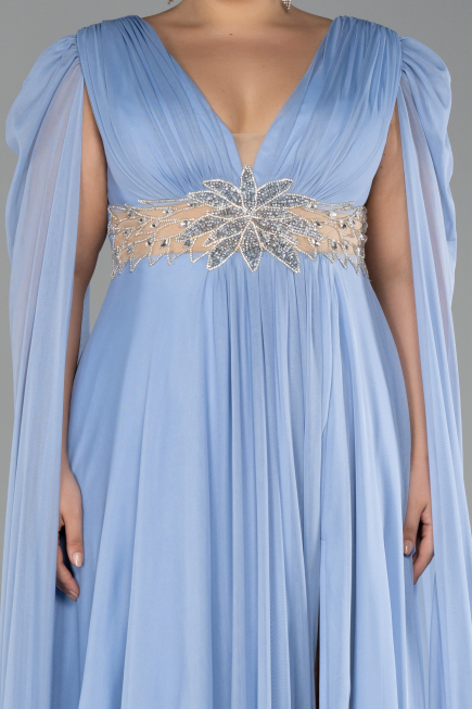 Long Light Blue Plus Size Engagement Dress ABU4259