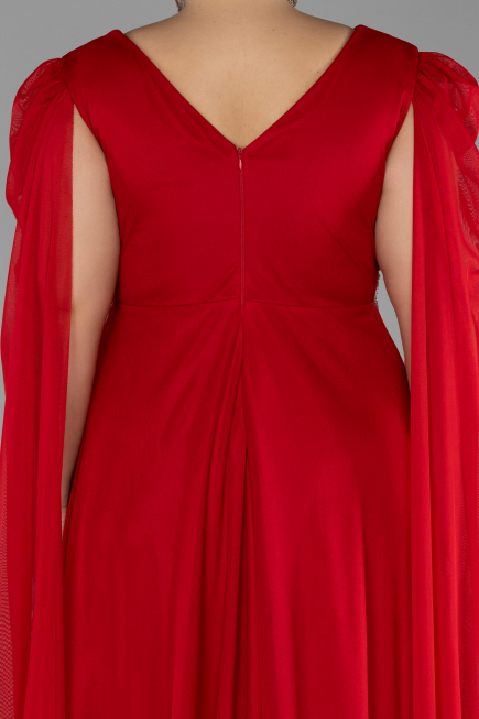 Long Red Plus Size Engagement Dress ABU4259