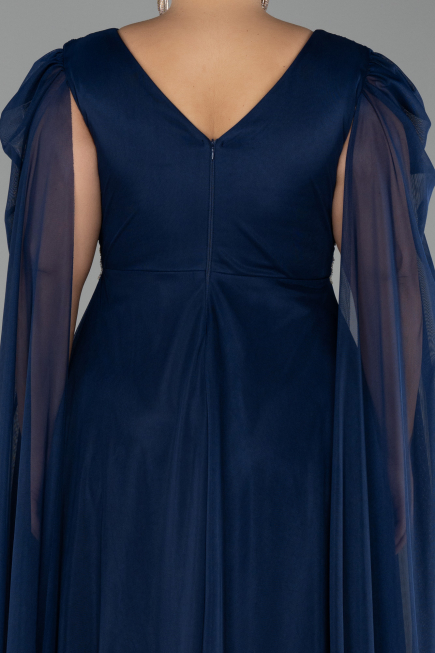 Long Navy Blue Plus Size Engagement Dress ABU4259