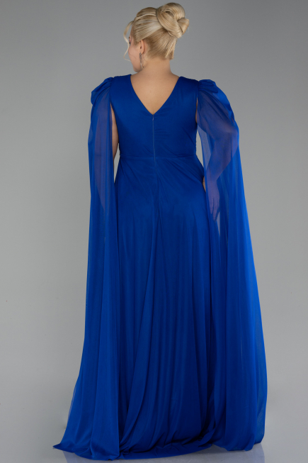 Long Sax Blue Plus Size Engagement Dress ABU4259