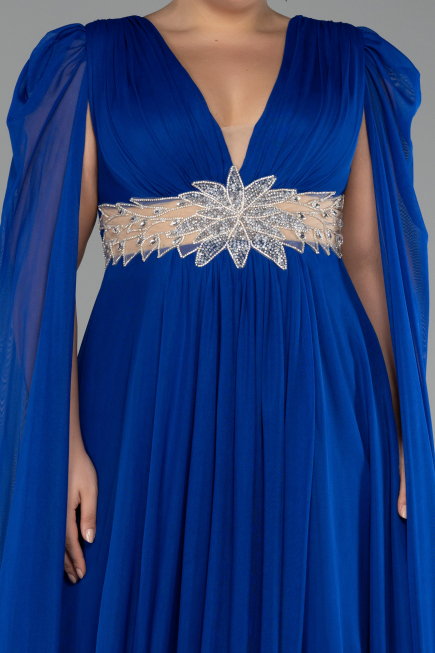 Long Sax Blue Plus Size Engagement Dress ABU4259
