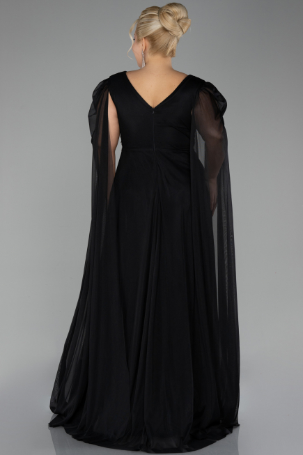 Long Black Plus Size Engagement Dress ABU4259