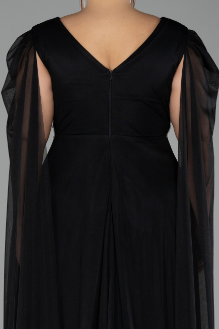 Long Black Plus Size Engagement Dress ABU4259