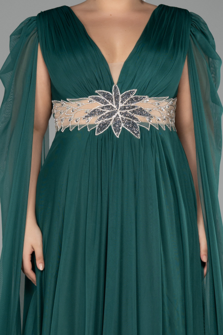 Long Emerald Green Plus Size Engagement Dress ABU4259