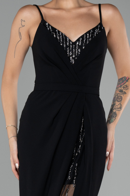 Black Straps Long Evening Gown ABU4299