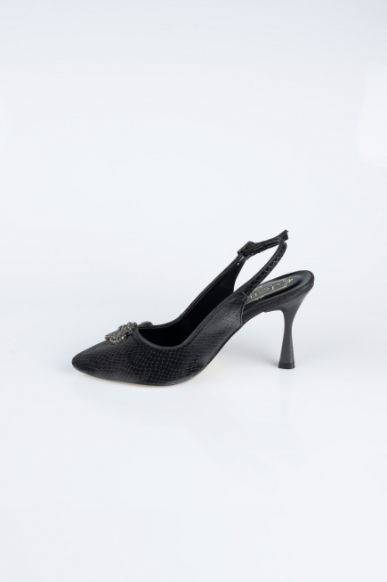 Black Laser Cut Evening Shoe MJ4101