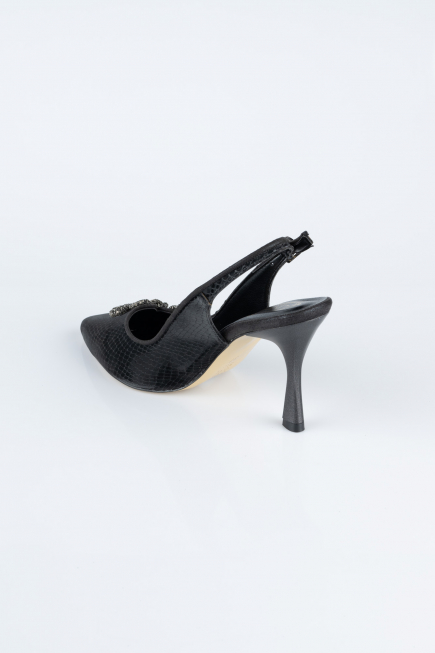 Black Laser Cut Evening Shoe MJ4101