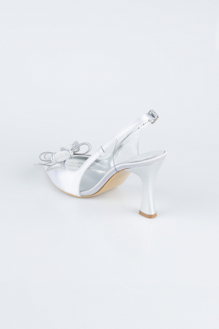 Silver Satin Evening Shoe MJS4100