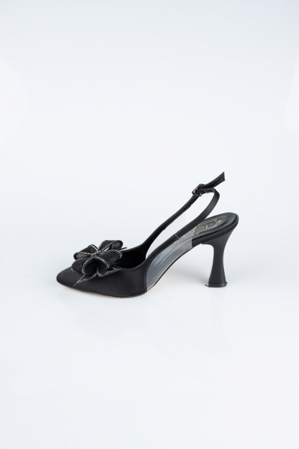 Black Satin Evening Shoe MJS4100