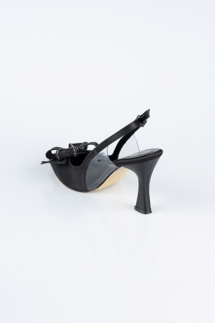 Black Satin Evening Shoe MJS4100