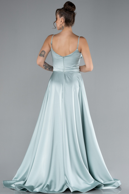 Mint Long Satin Evening Dress ABU1601