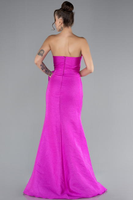 Fuchsia Strapless Slit Long Prom Gown ABU4247
