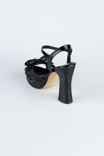 Black Laser Cut Evening Shoe MJL2331